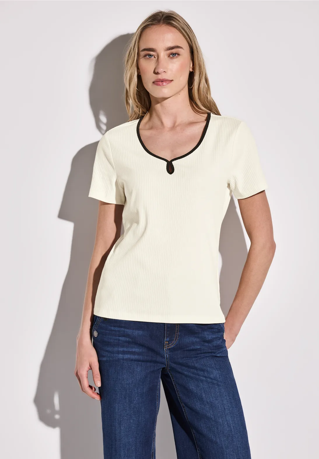 Street One T-Shirt with Deco Tape - Off White