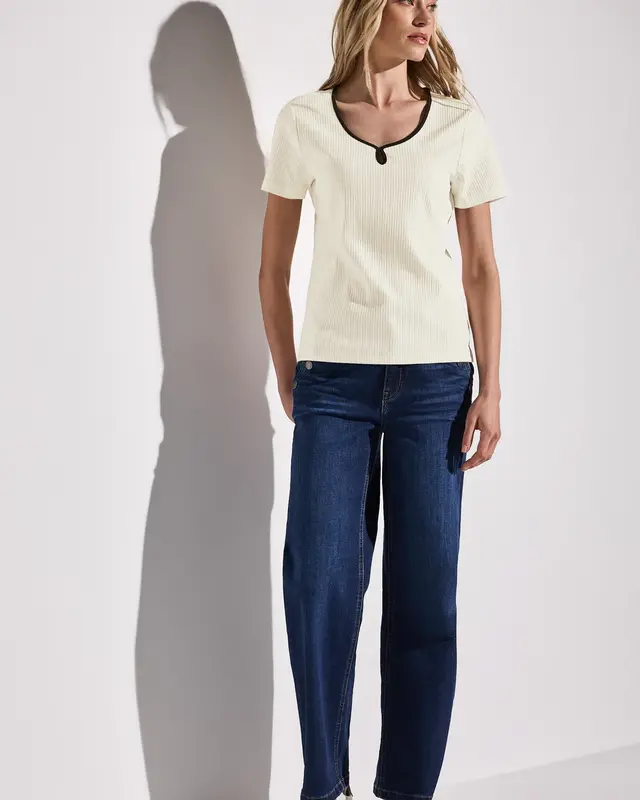 Street One Shirt met Decoratieve Tape - Off White