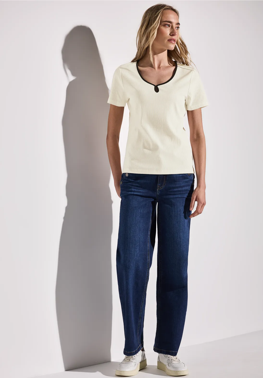 Street One Shirt met Decoratieve Tape - Off White