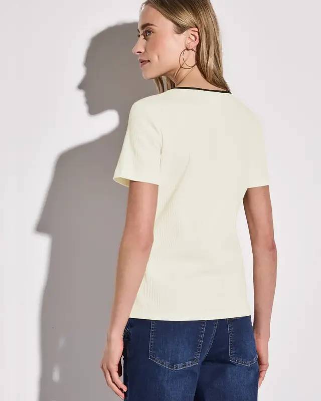 Street One Shirt met Decoratieve Tape - Off White