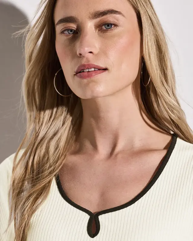 Street One Shirt met Decoratieve Tape - Off White