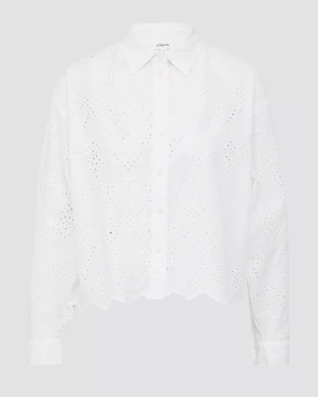S. Oliver Korte Ajour Blouse - White