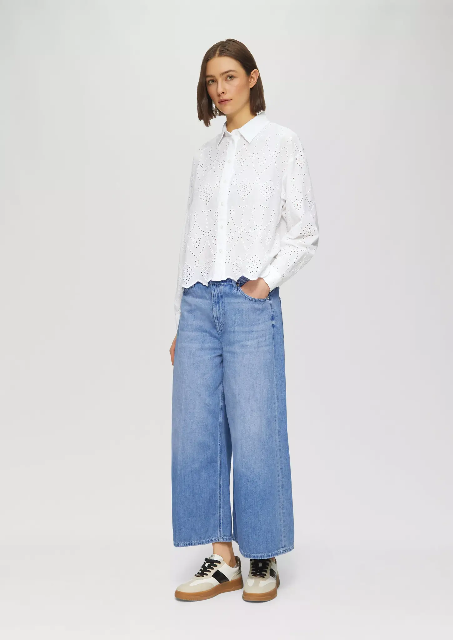 S. Oliver Short Ajour Blouse - White