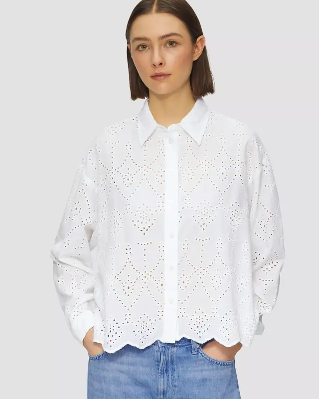 S. Oliver Korte Ajour Blouse - White