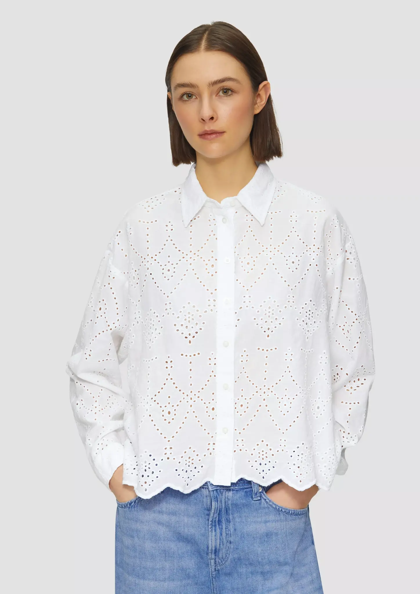 S. Oliver Short Ajour Blouse - White