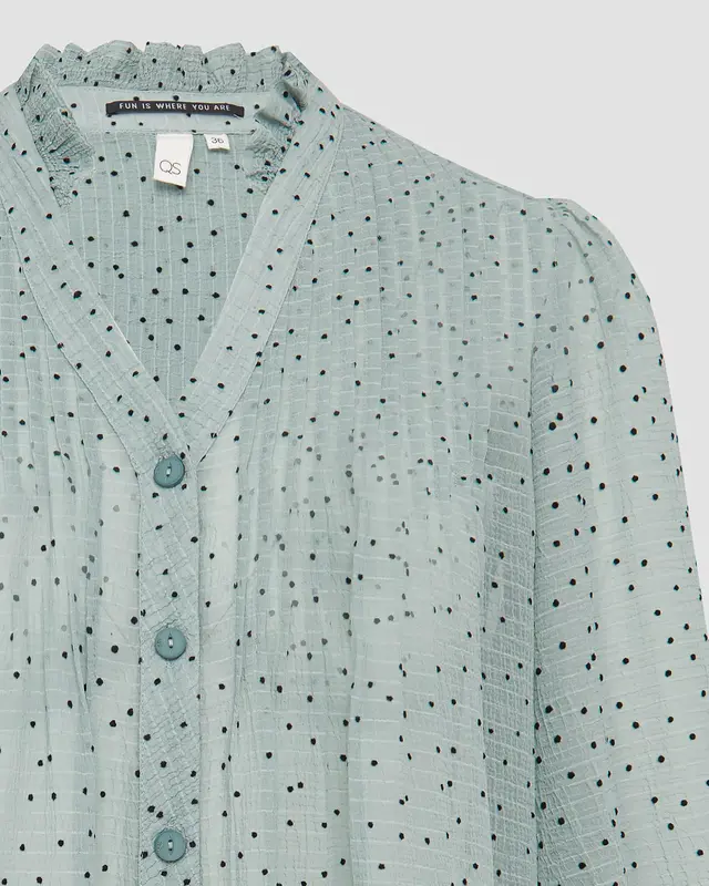 QS by S. Oliver Chiffon Blouse with Dots - Sage Green