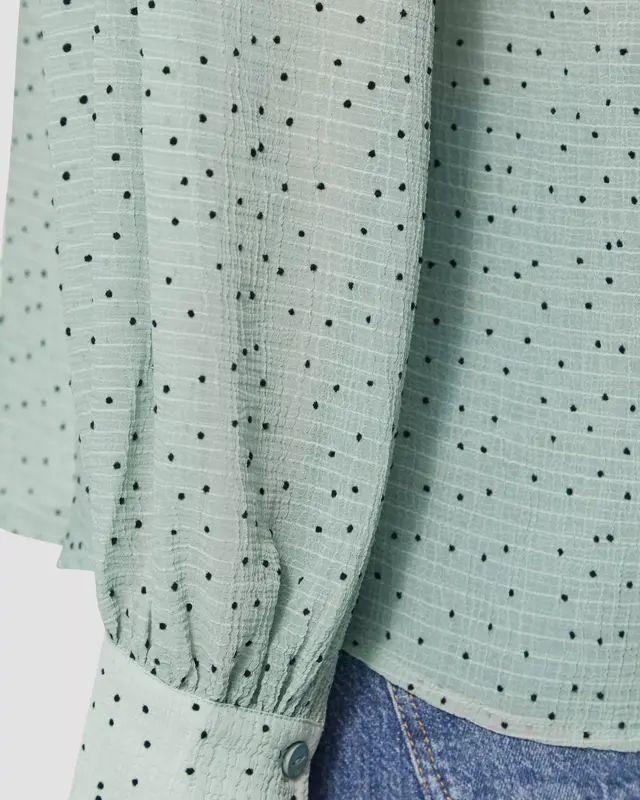 QS by S. Oliver Chiffon Blouse with Dots - Sage Green