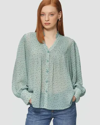 QS by S. Oliver Chiffon Blouse with Dots - Sage Green