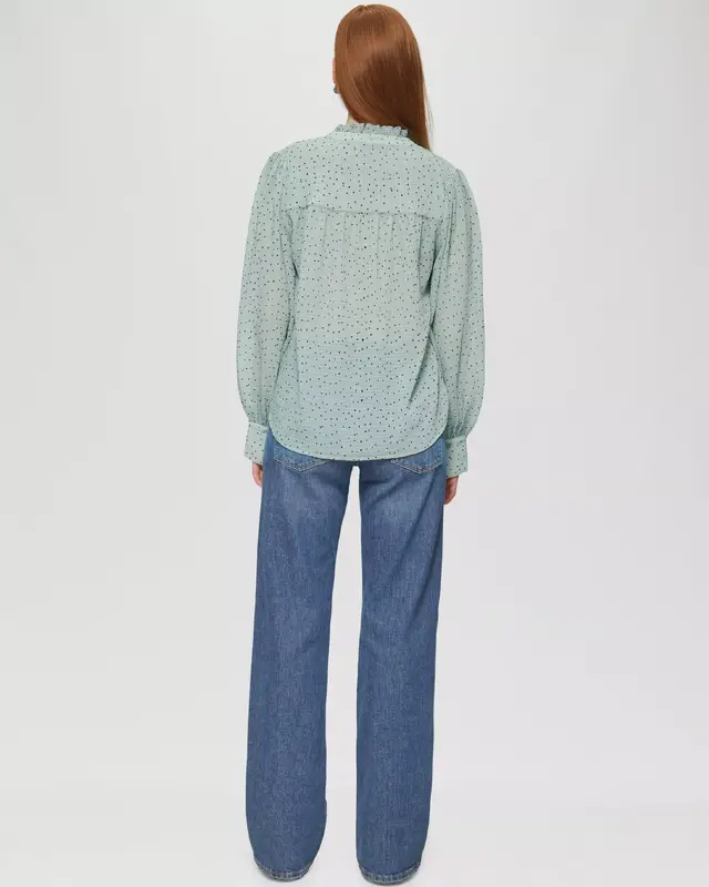QS by S. Oliver Chiffon Blouse with Dots - Sage Green