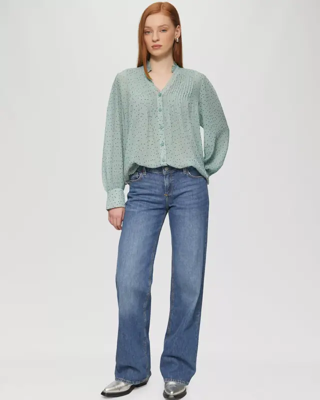 QS by S. Oliver Chiffon Blouse with Dots - Sage Green