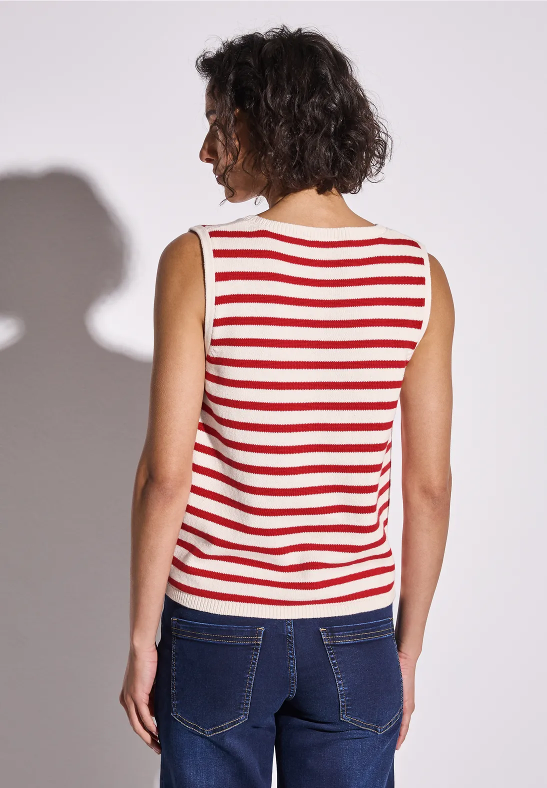 Street One Striped Knit Top - Glory Red