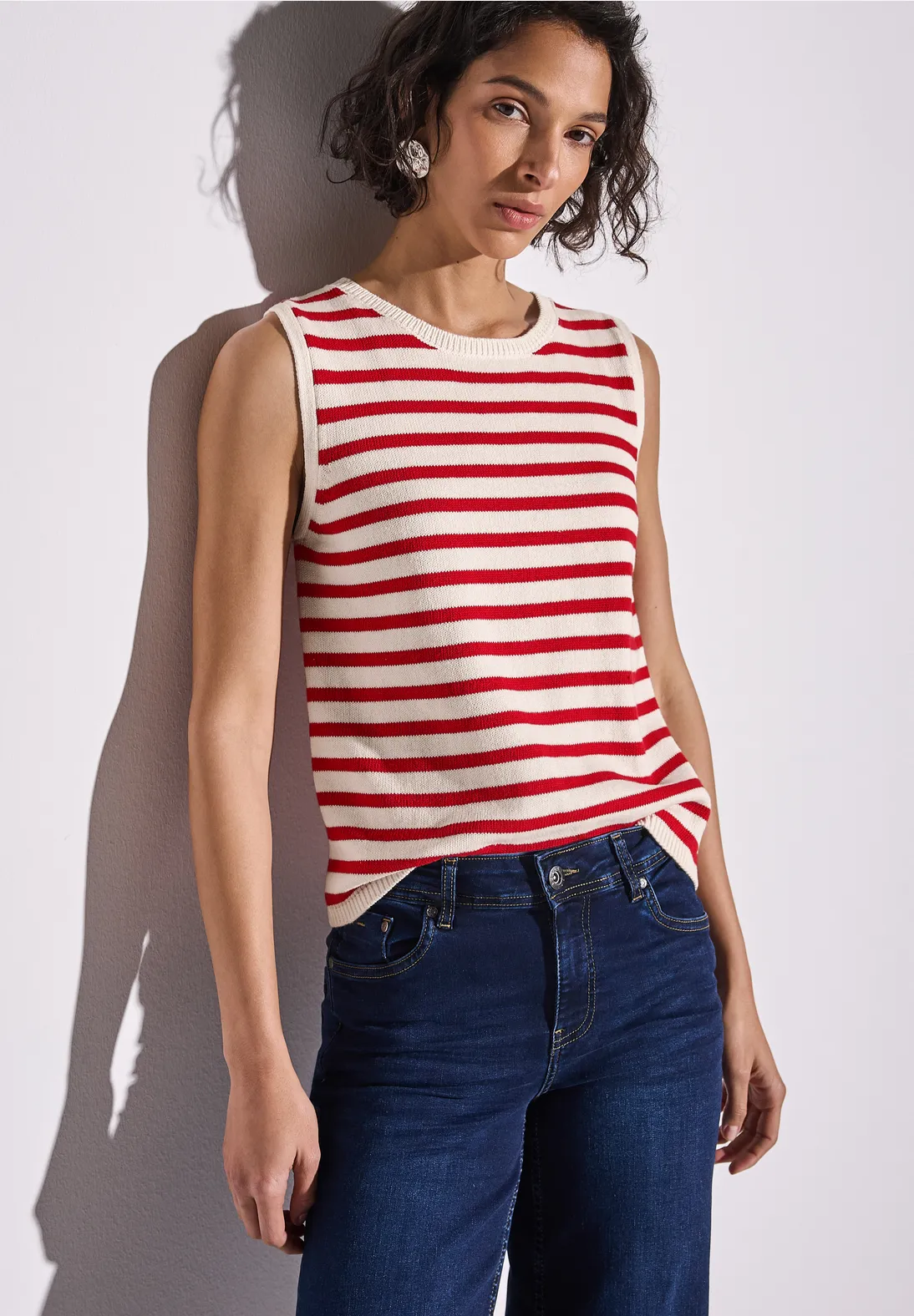 Street One Gestreepte Gebreide Top - Glory Red