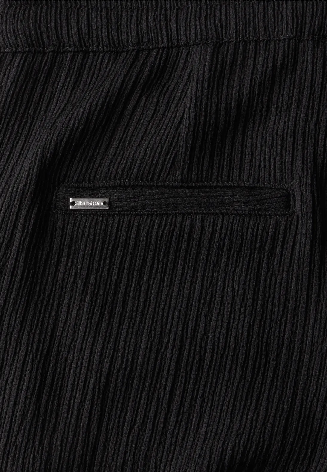 Street One Wide Leg Broek met Structuur - Black