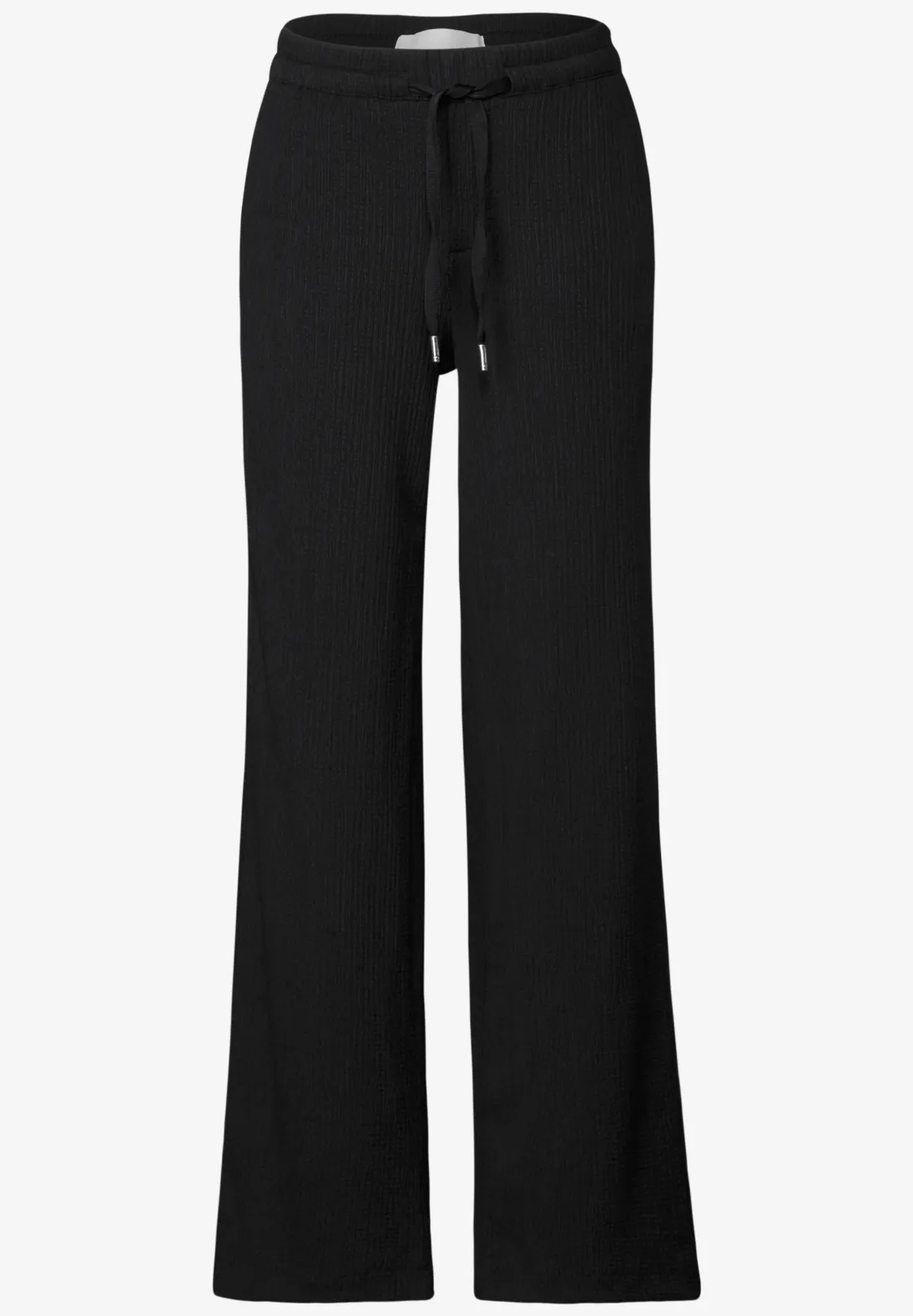 Street One Wide Leg Broek met Structuur - Black
