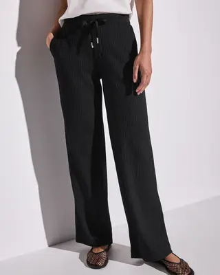 Street One Wide Leg Broek met Structuur - Black