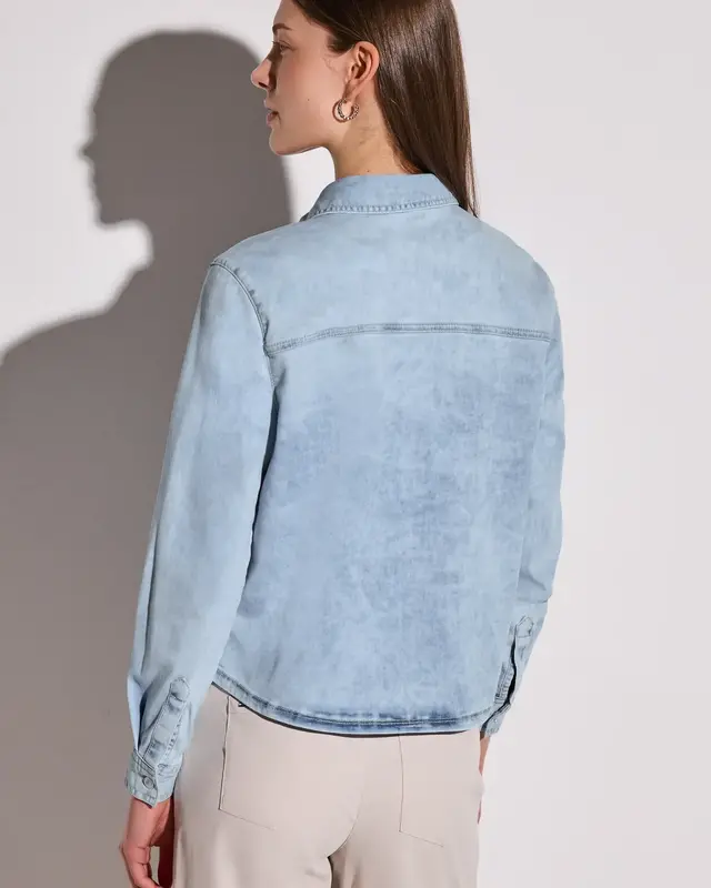 Street One Kort Denim Overhemd - Light Blue Random Washed