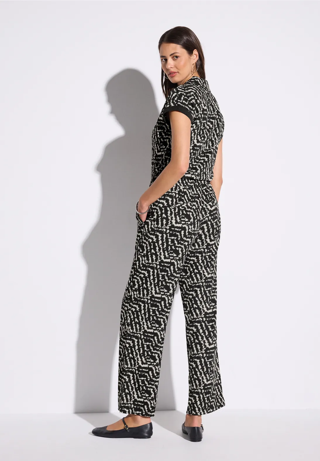Street One Gemusterter Jumpsuit - Black