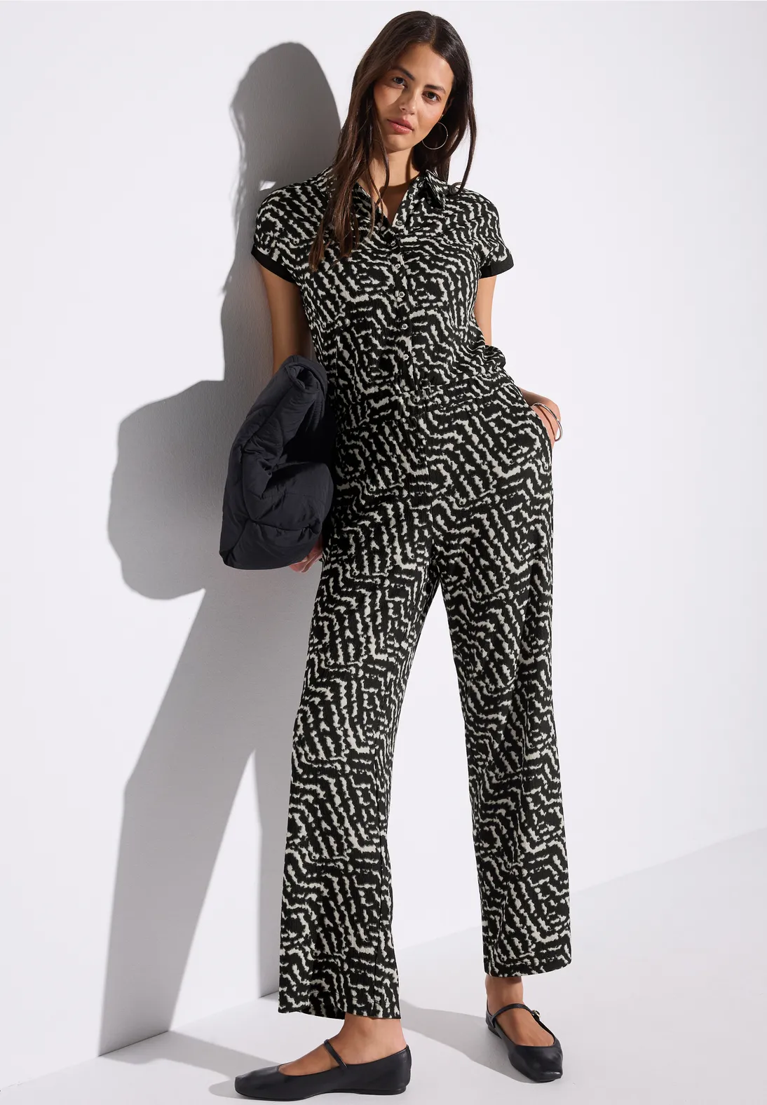 Street One Gemusterter Jumpsuit - Black