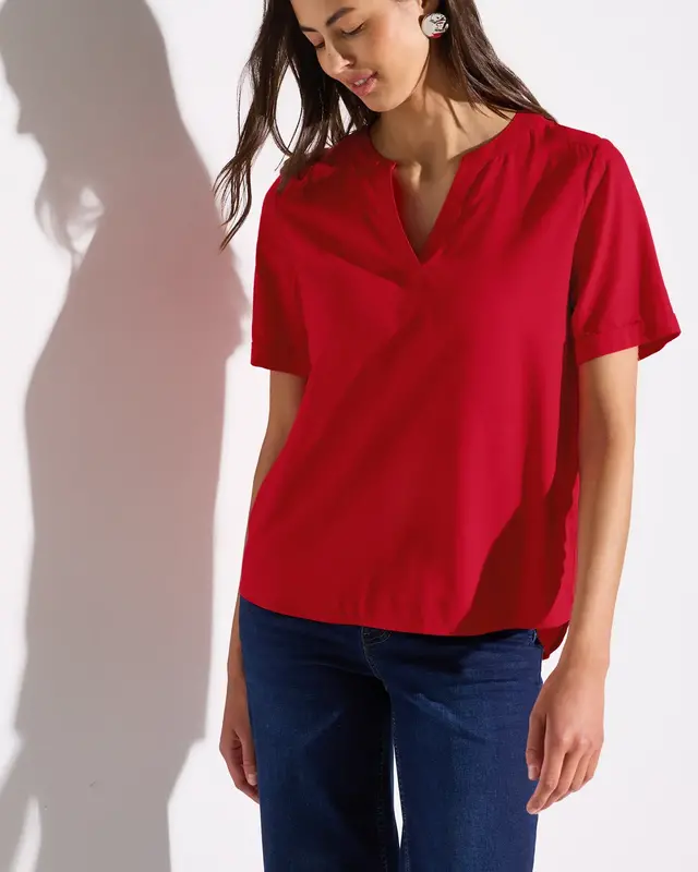 Street One Blouse in Effen Kleur - Glory Red