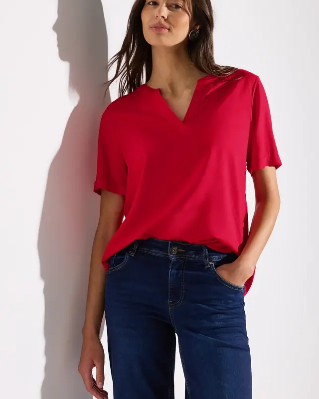Street One Blouse in Effen Kleur - Glory Red
