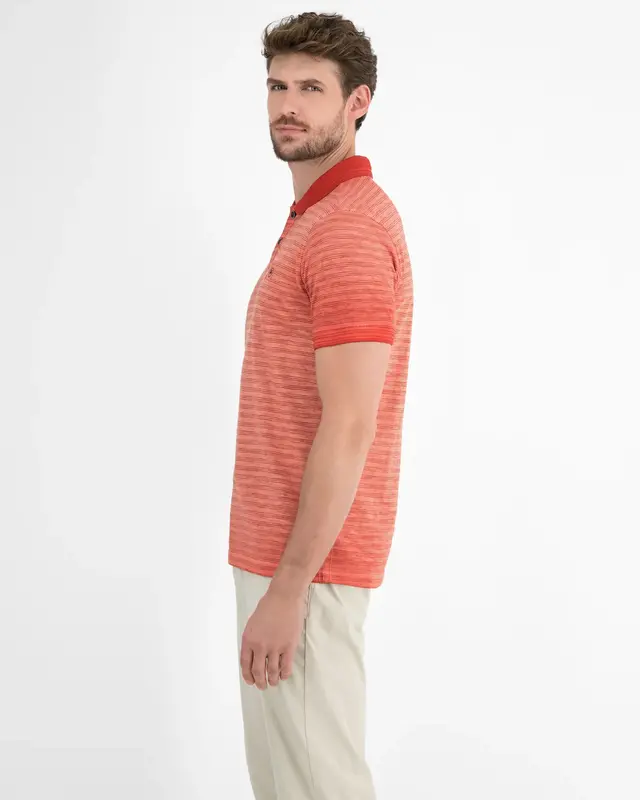 Lerros Gestreept Poloshirt - Earth Red
