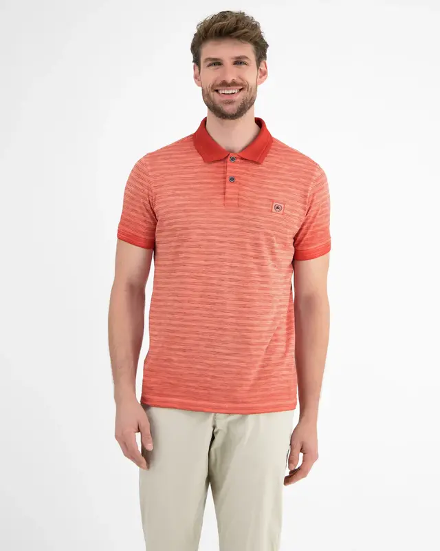 Lerros Gestreept Poloshirt - Earth Red