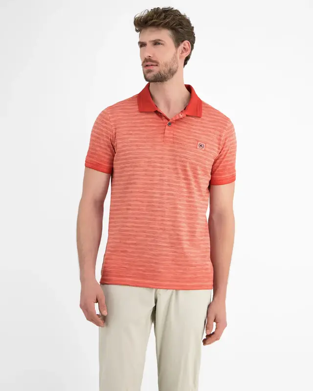 Lerros Gestreept Poloshirt - Earth Red