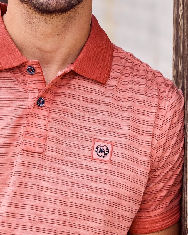 Lerros Gestreept Poloshirt - Earth Red