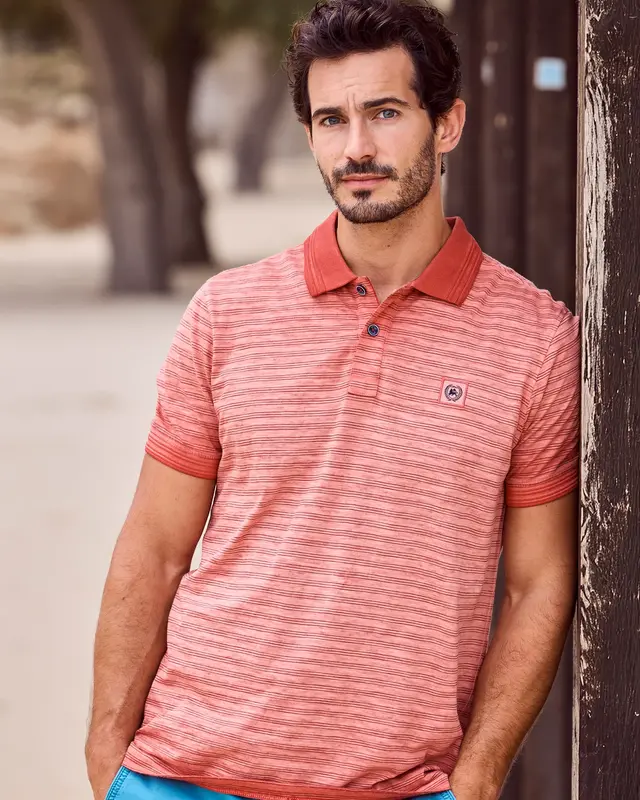 Lerros Gestreiftes Poloshirt - Earth Red