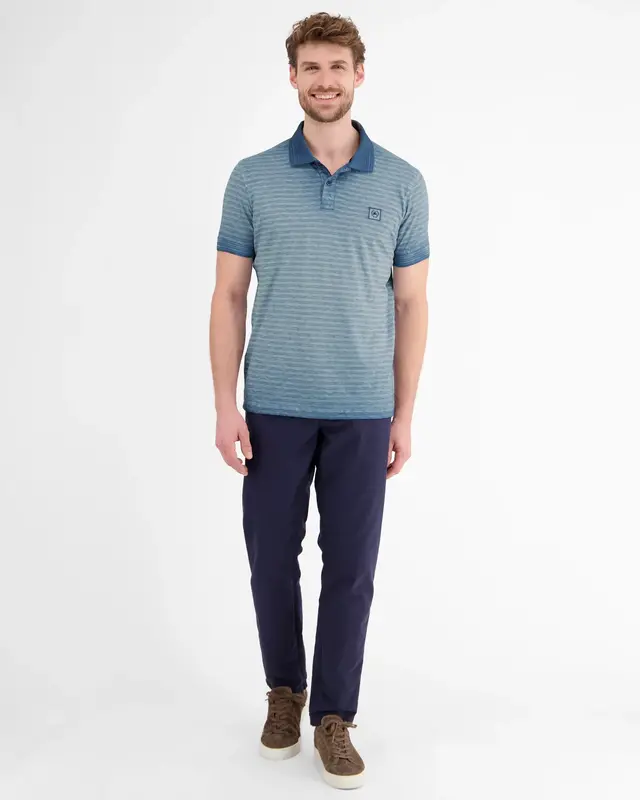 Lerros Gestreept Poloshirt - Crispy Blue