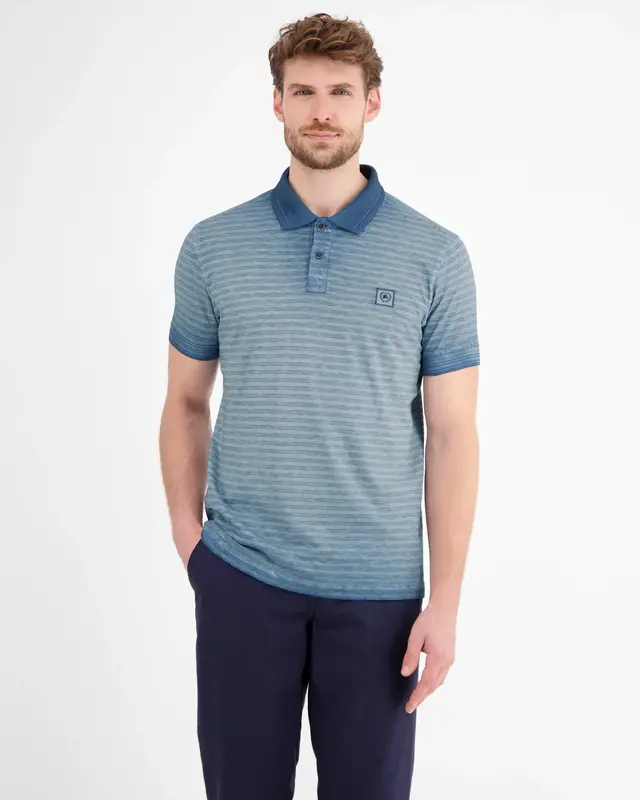 Lerros Gestreept Poloshirt - Crispy Blue