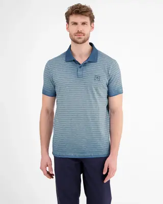 Lerros Striped Poloshirt - Crispy Blue