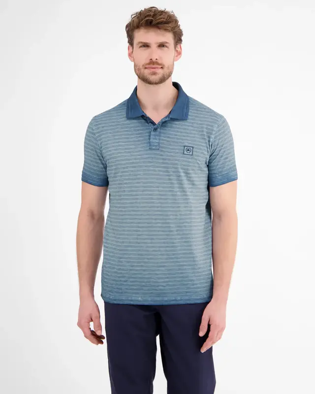 Lerros Gestreept Poloshirt - Crispy Blue