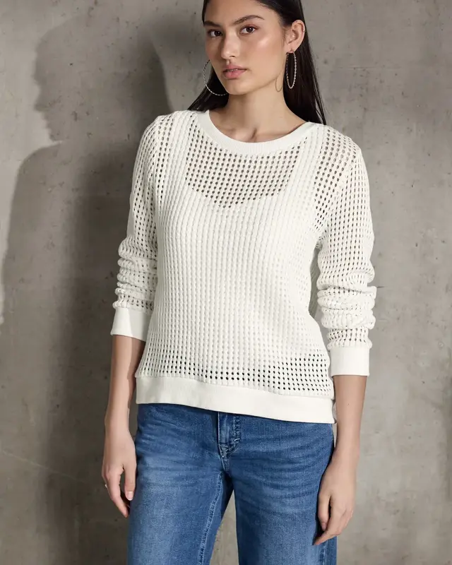 Street One Studio Knit-Look Structure Shirt - Off White