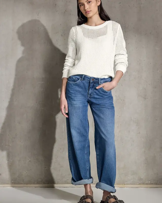 Street One Studio Strick-Look Strukturshirt - Off White