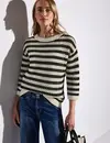 Street One Gestreifter Mesh-Pullover - Black