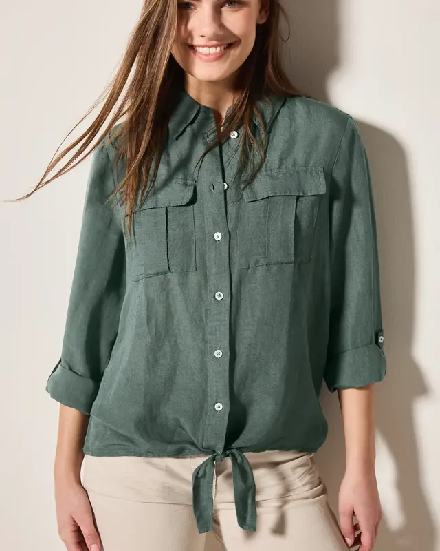 Cecil Blouse met Knoop in de Zoom - Balmy Khaki