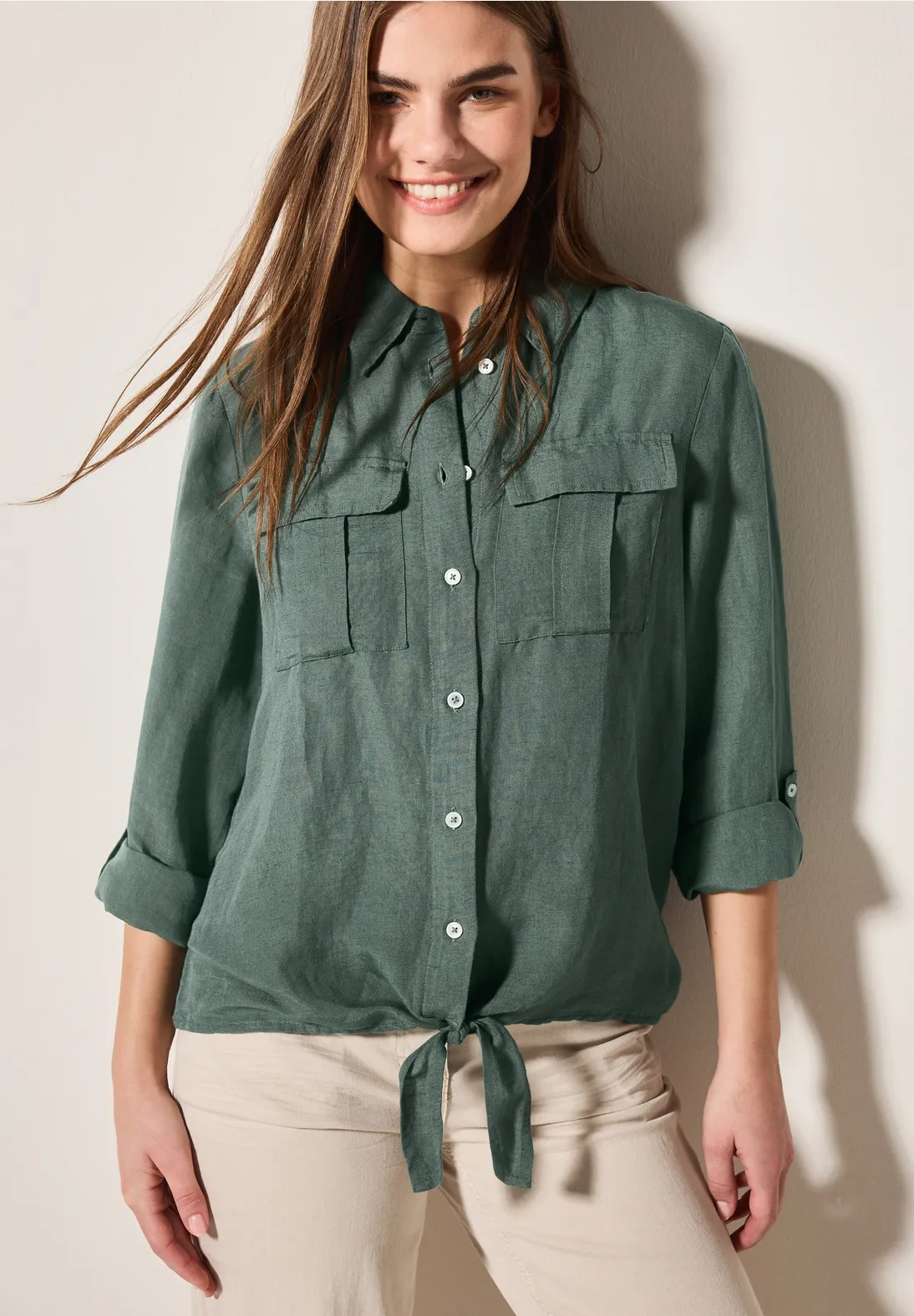 Cecil Blouse with Knot - Balmy Khaki
