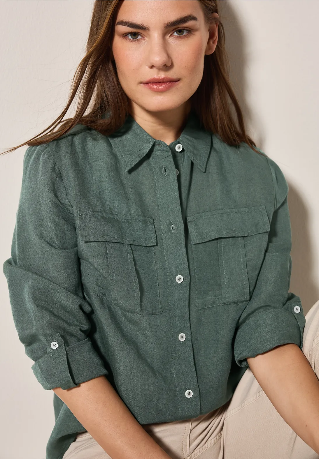 Cecil Blouse with Knot - Balmy Khaki