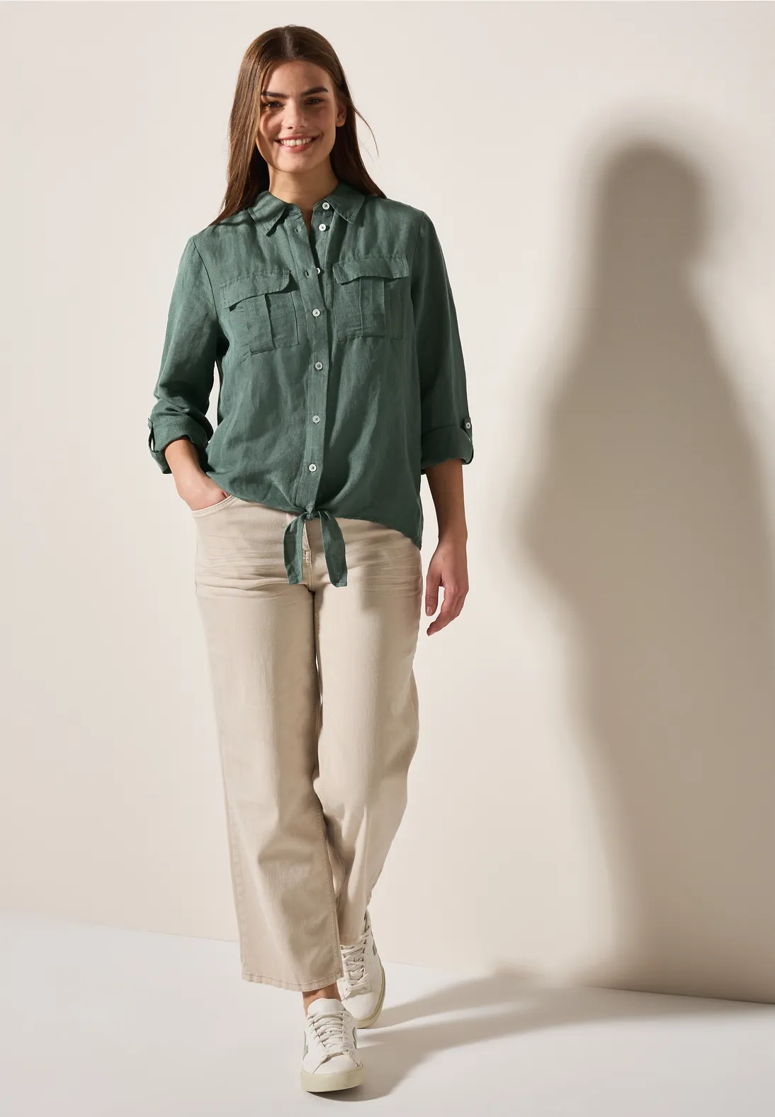 Cecil Blouse with Knot - Balmy Khaki