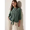 Bluse mit Knoten am Saum - Balmy Khaki