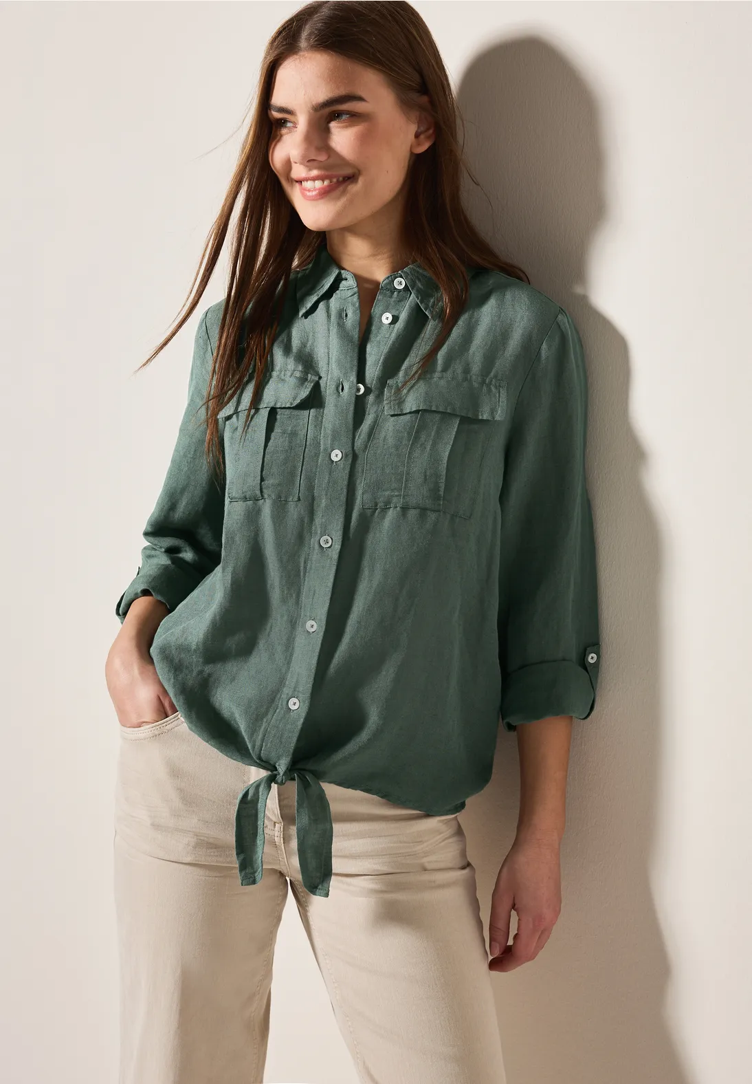 Cecil Blouse with Knot - Balmy Khaki