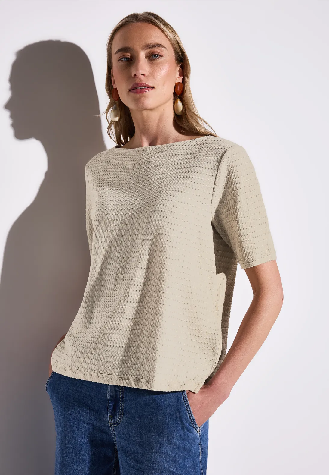 Street One Shirt mit Struktur - Moonstone Sand