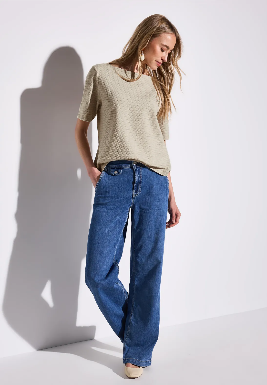 Street One Shirt with Structure - Moonstone Sand