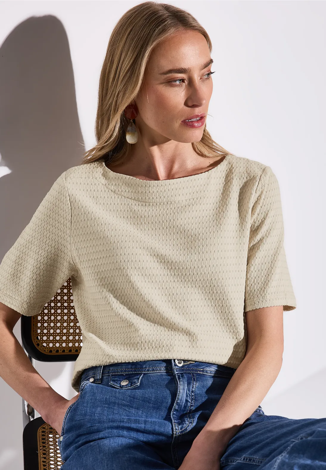 Street One Shirt mit Struktur - Moonstone Sand