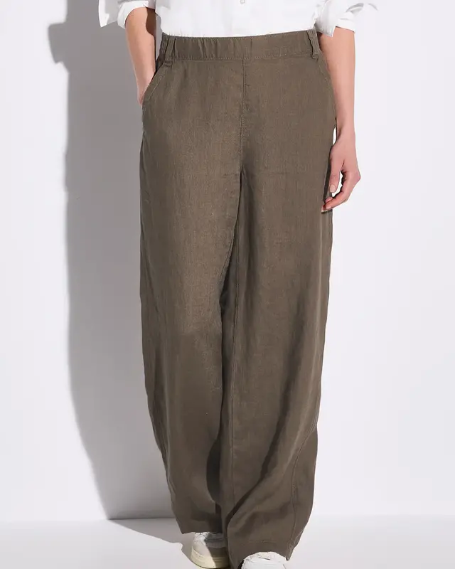 Street One Wide Leg Linen Pants - Acron Brown