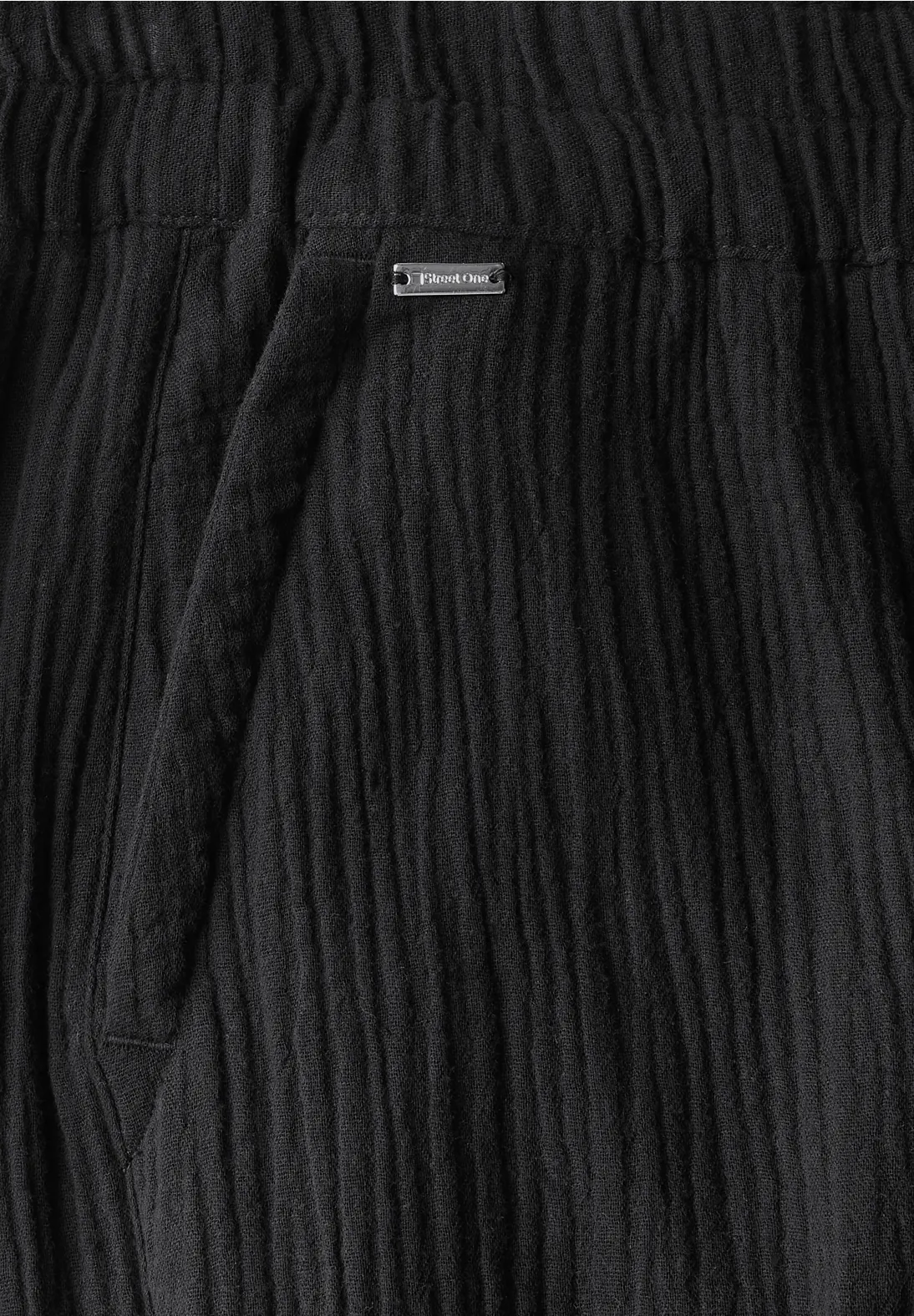 Street One Wide Leg Musselin Hose - Black