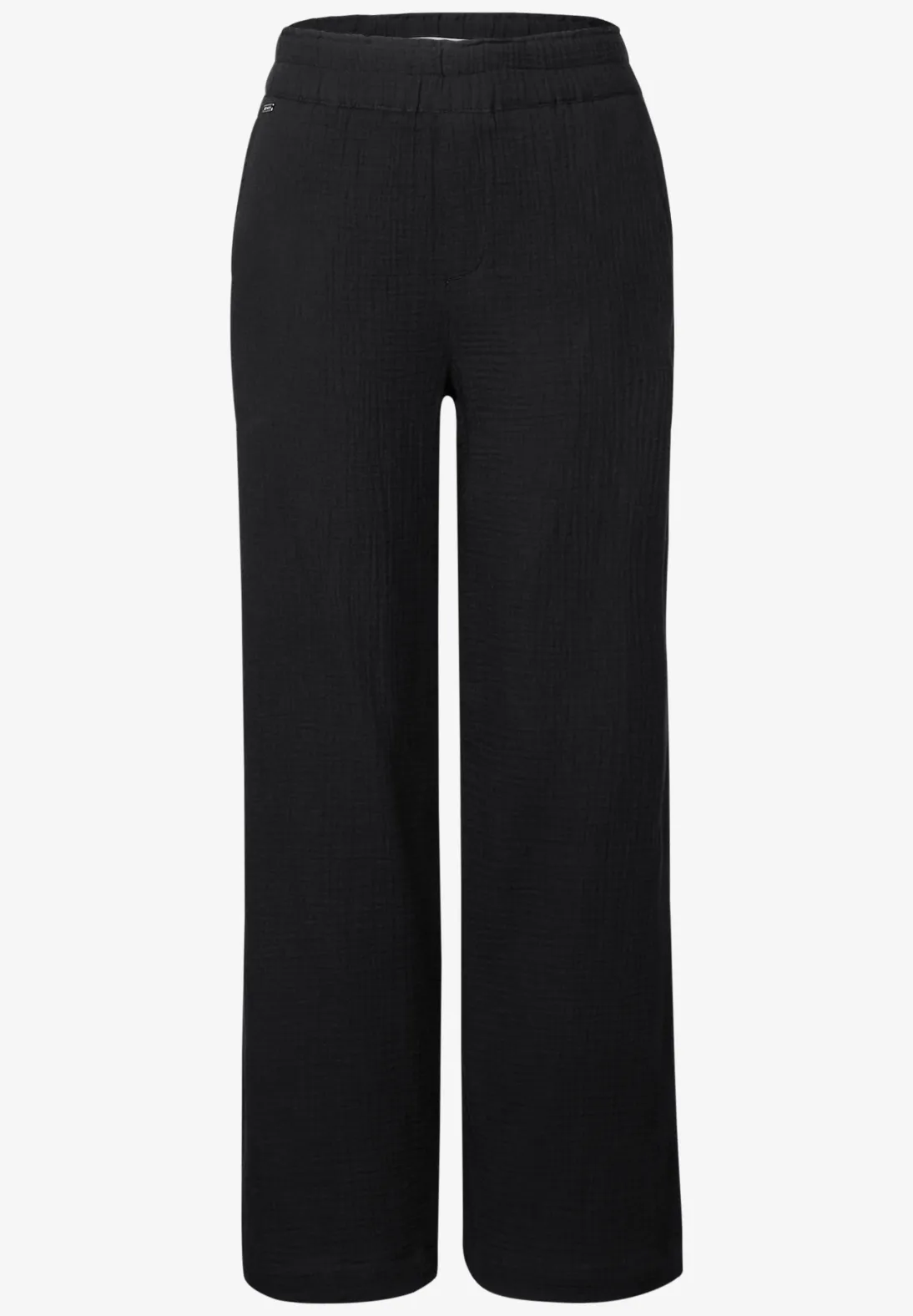 Street One Wide Leg Musselin Hose - Black