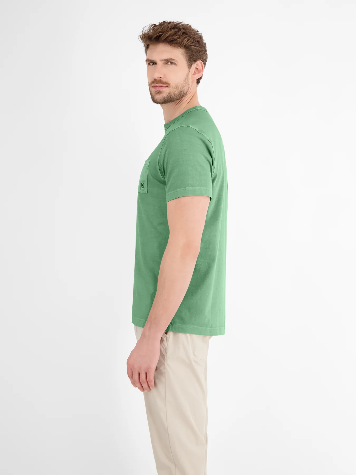 LERROS T-Shirt with Chestpocket - Sage Green | - Cotton Blues