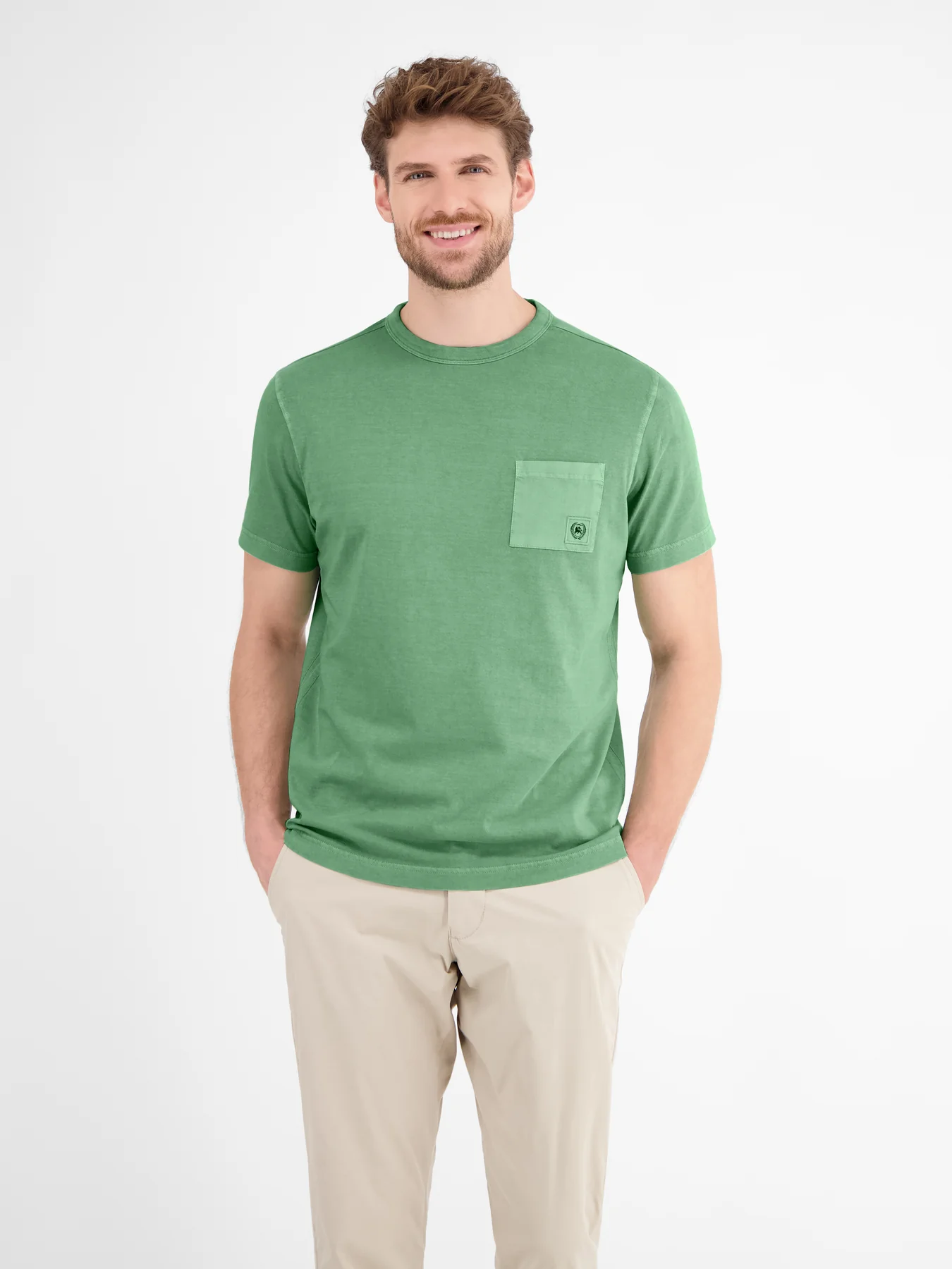 LERROS T-Shirt with Chestpocket - Sage Green | - Cotton Blues